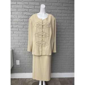 Donna Morgan Women Embroidered 2 Pcs Skirt Suit Set Size 22